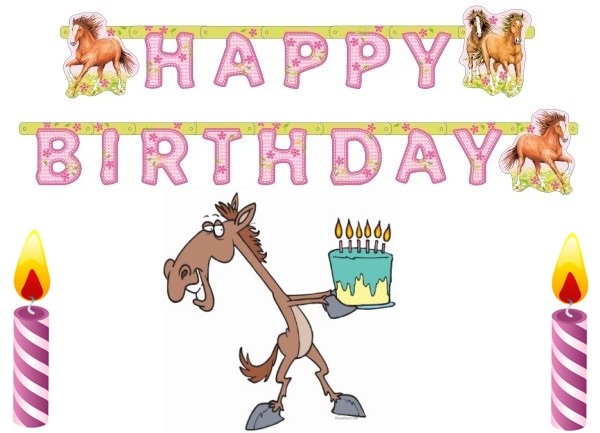 happy birthday horse card with candles
