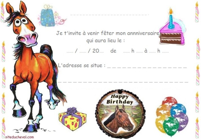 carte invitation anniversaire cheval